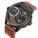 Curren 8249 Black / Yellow Men Watch With 2 Time Zone and Leather Strap