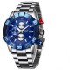 Lige 10025 Men Watch Silver / Blue Chronograph Made Of Stainless Steel